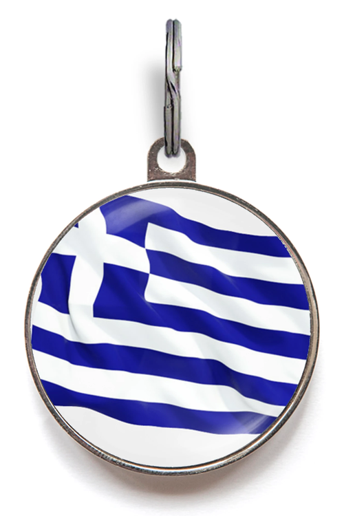Greece Flag Dog ID Tag
