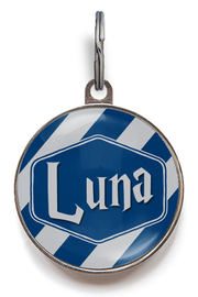 Blue and Grey Striped Pet Name Tag