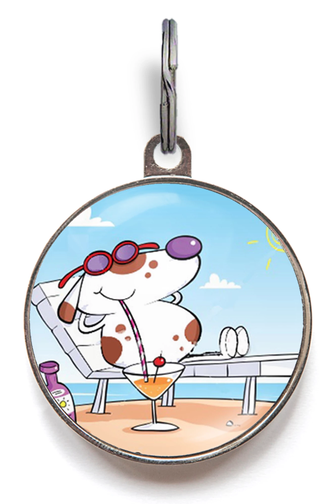 Holiday Sunbathing Dog ID Tag