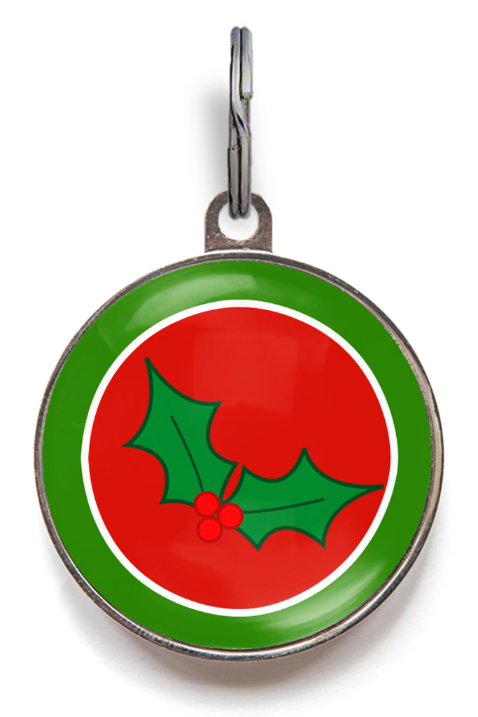 Holly Christmas Pet Tag