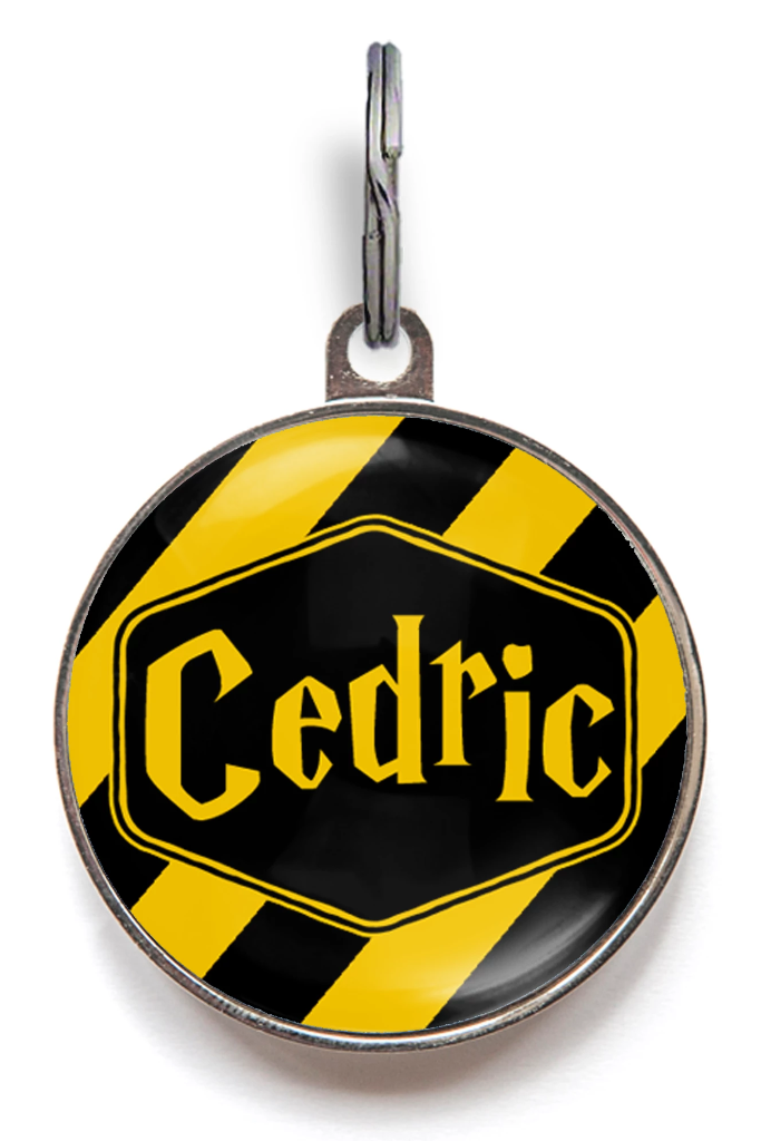 Black and Yellow Stripe Dog Name Tag