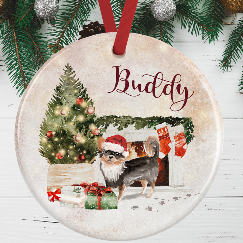Long Haired Chihuahua Christmas Decoration