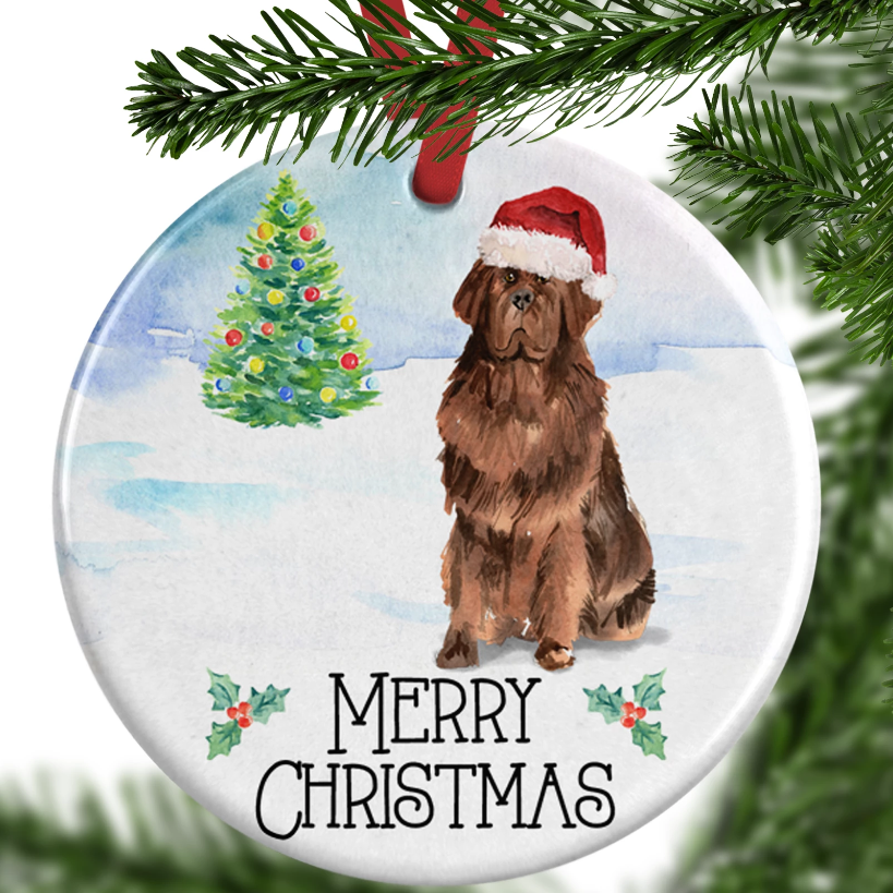 BROWN Newfoundland-Winter Cup-Two Sided Ornament