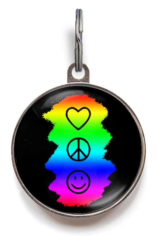 Peace, Love & Happiness Pet Tag