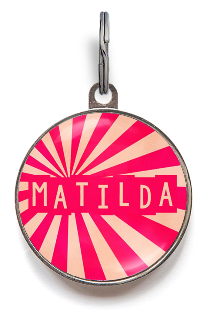 Pink Sunburst Dog ID Tag