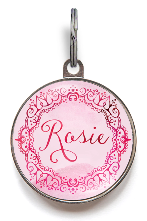 Pink Watercolour Pet Name Tag