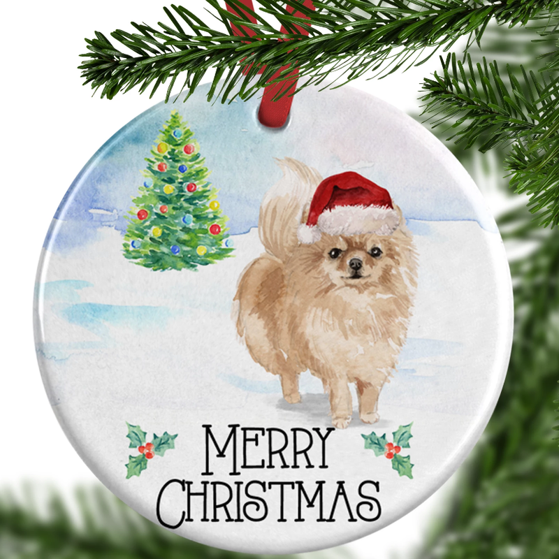 pomeranian christmas ornament