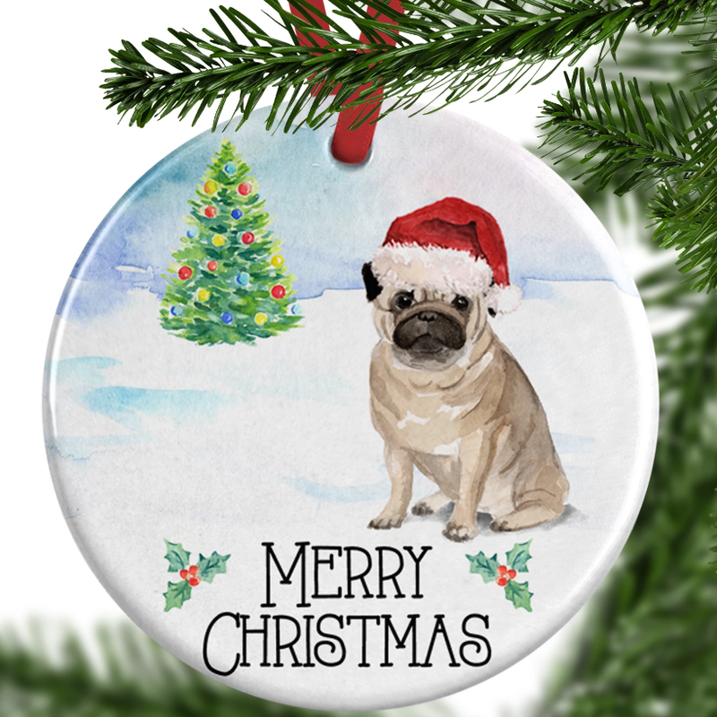 Pug Dog Christmas Ornament