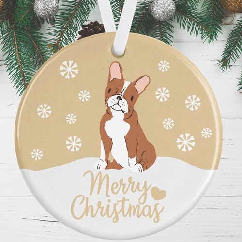 Red Boston Terrier Christmas Ornament
