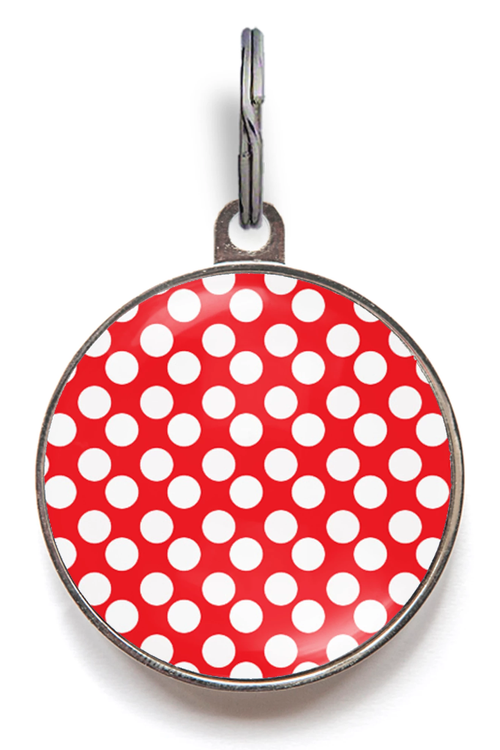 Red & White Spots Pet ID Tag