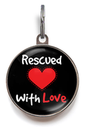 Rescued With Love Pet ID Tag - Black