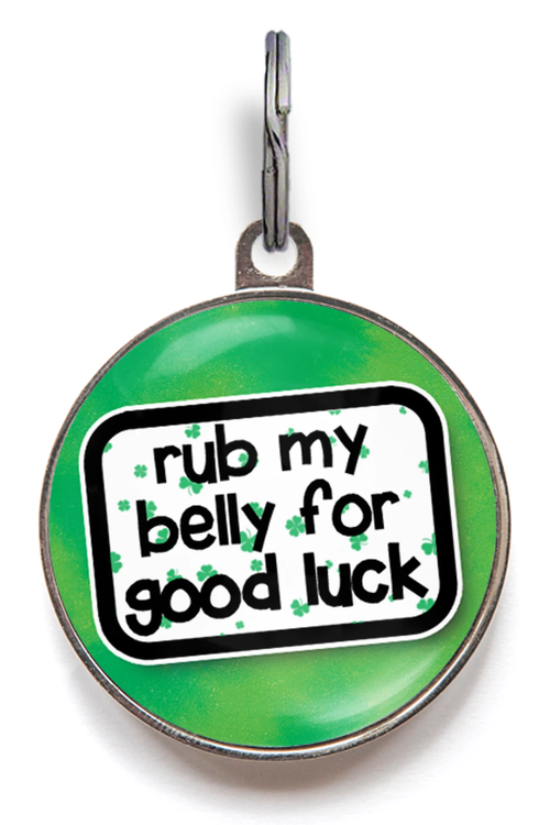 Rub My Belly For Good Luck Pet ID Tag