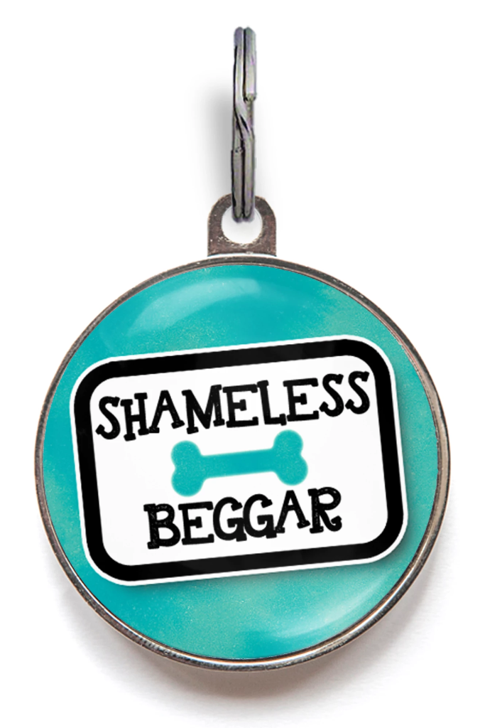Shameless Beggar Funny Dog ID Tag