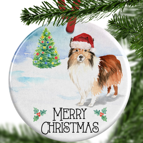 shetland sheepdog christmas ornament