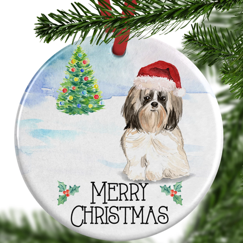 shih tzu christmas ornament