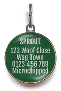 Green and Grey Dog Name Tag