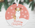 Small Brown And White Terrier Christmas Ornament