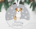 Small Brown And White Terrier Christmas Ornament