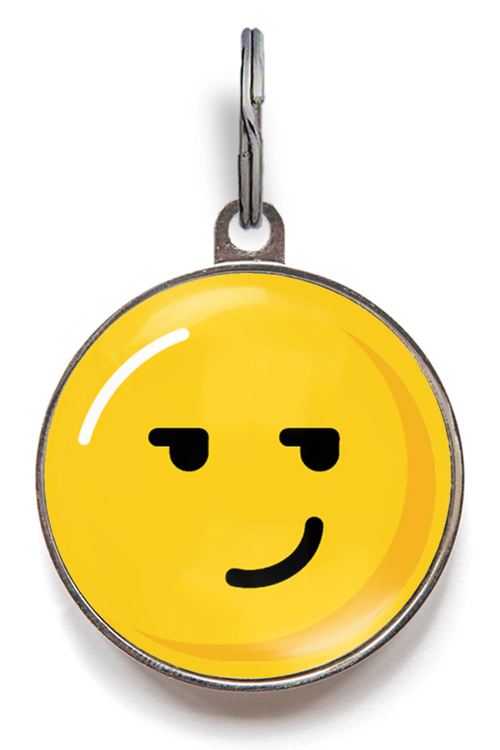 Smirking Emoji Pet ID Tag