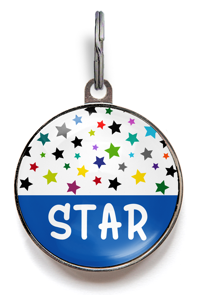Star Confetti Dog Name Tag - Dog ID Tag 