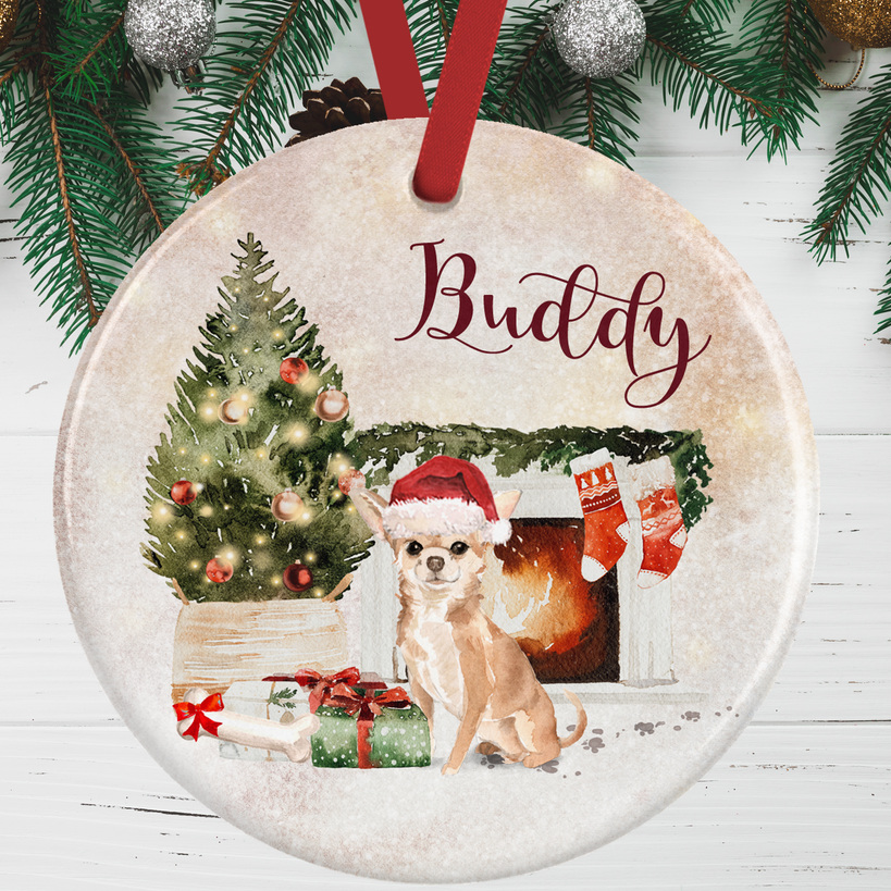 Tan Chihuahua Christmas Decoration