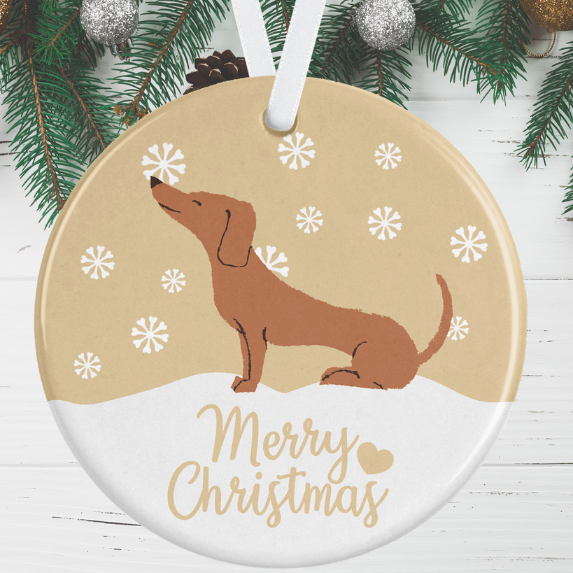 Tan Dachshund Christmas Ornament