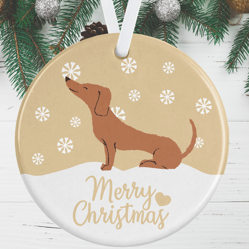 Tan Dachshund Christmas Ornament