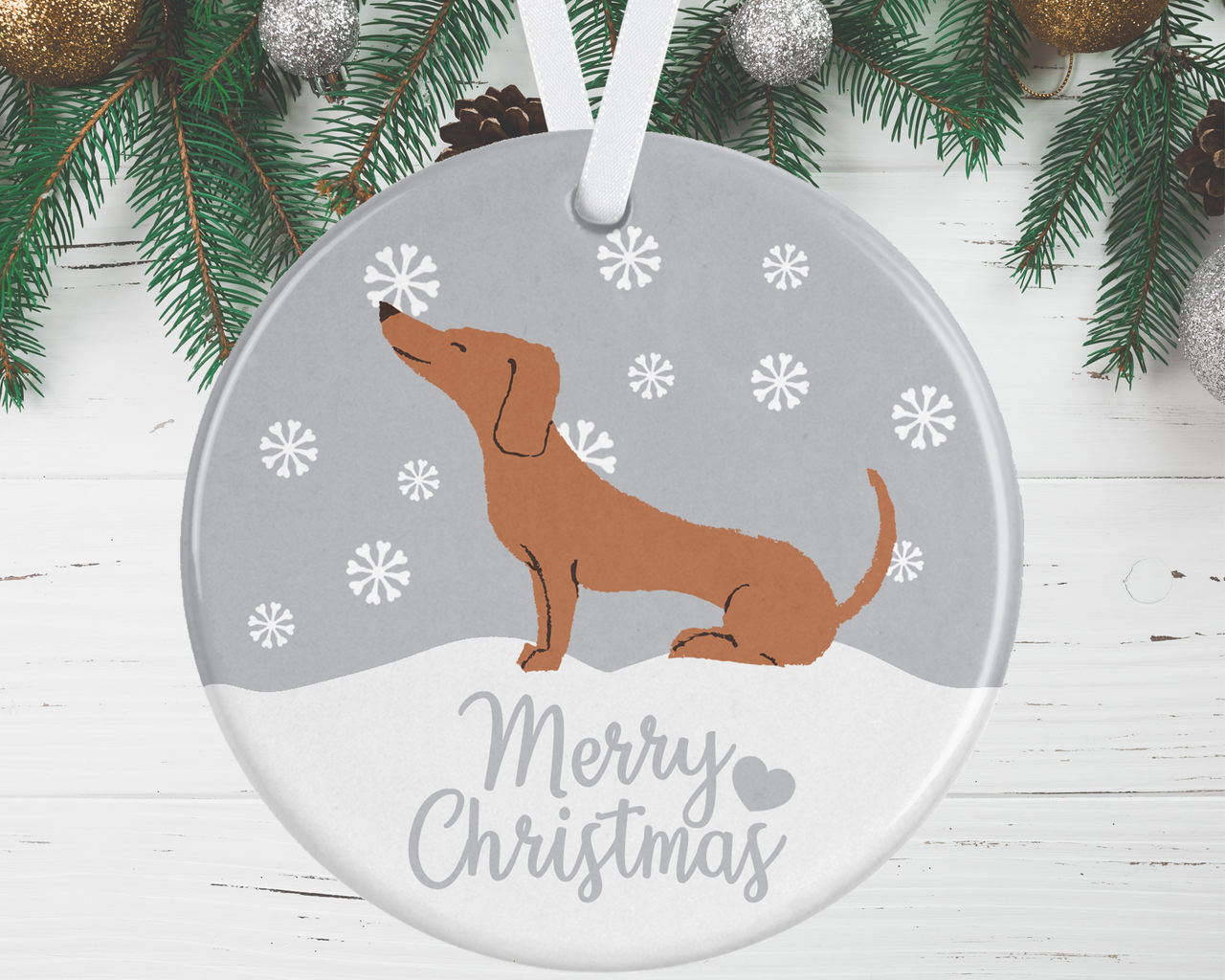 Tan Dachshund Christmas Ornament