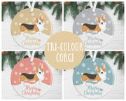 Tri Colour Corgi Christmas Decoration