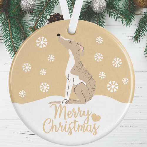 Whippet Christmas Decoration - Gold