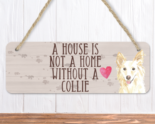 White Collie Dog Sign