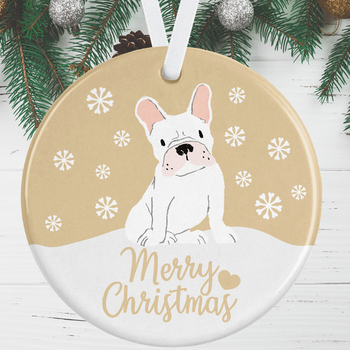 White French Bulldog Christmas Ornament