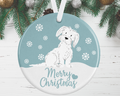White Maltese Dog Christmas Ornament