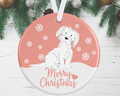 White Maltese Dog Christmas Ornament