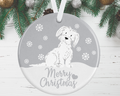 White Maltese Dog Christmas Ornament
