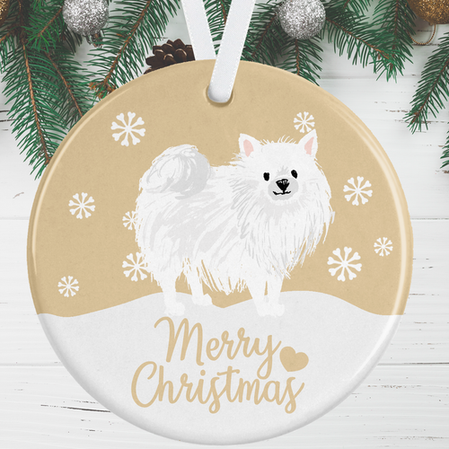 Pomeranian Christmas Ornament White