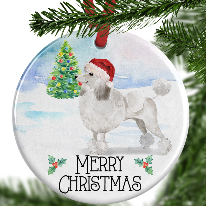 White Poodle Christmas Ornament