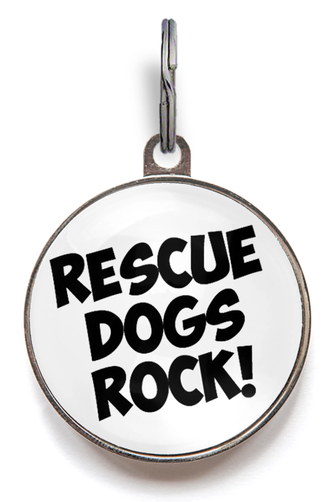 Rescue Dogs Rock! Dog ID Tag - White